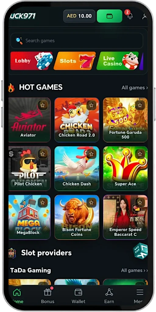 Luck971 Game APK main homepage
